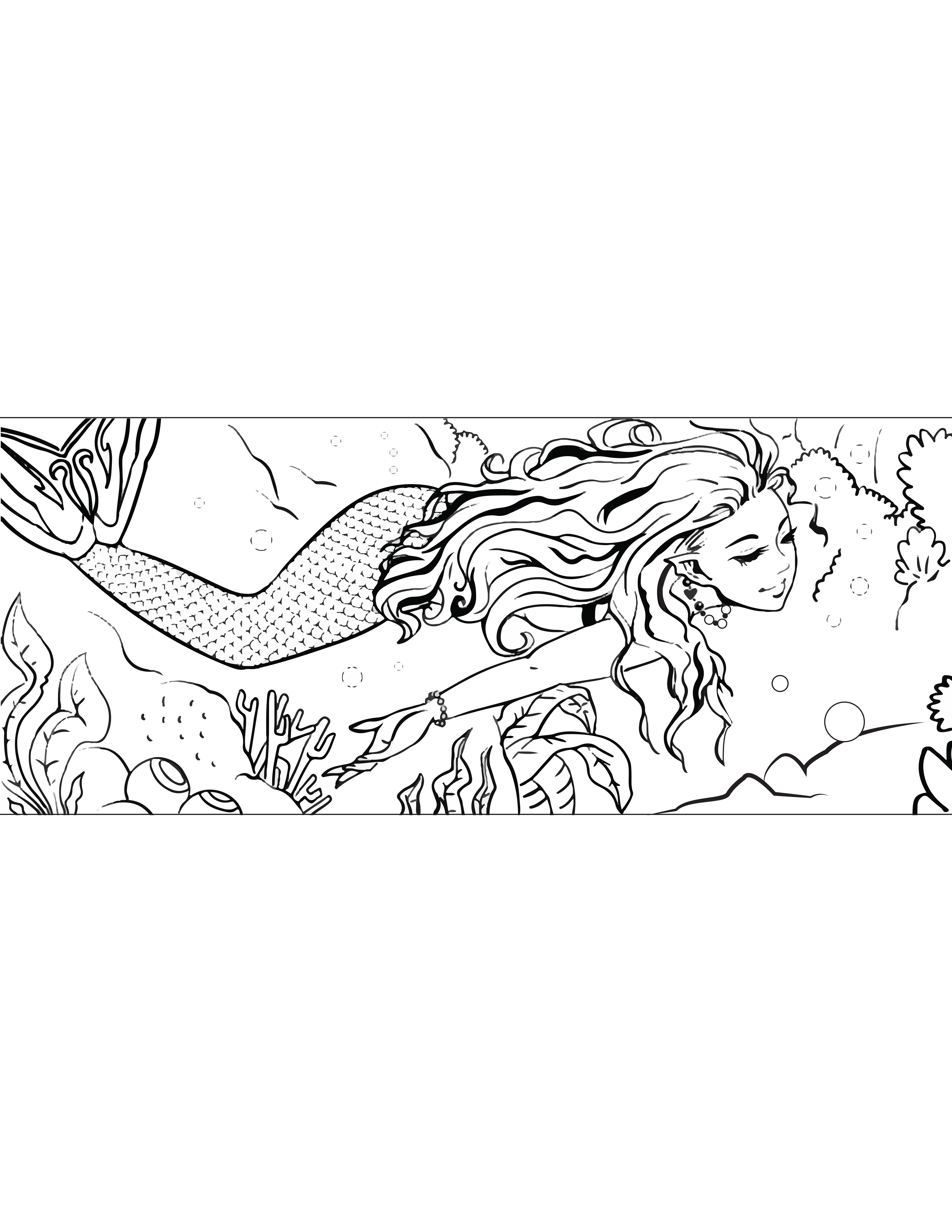 Guardian Angel Mermaid Coloring Page